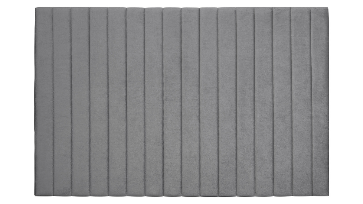 Tte de lit en tissu velours gris fonc L170 cm NEHA